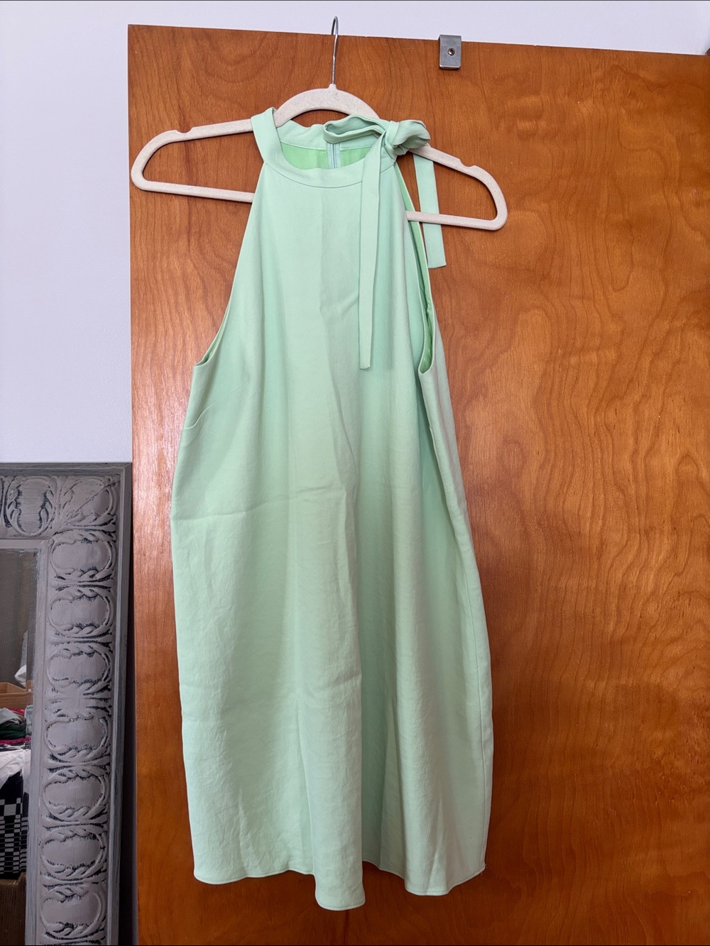 Tibi Mint Green Sleeveless Tie-Neck Jumpsuit